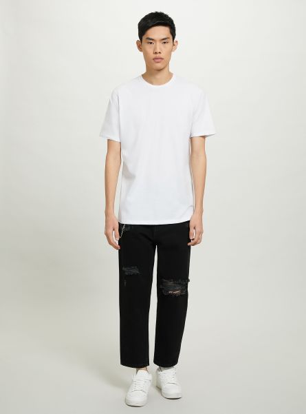 Relaxed Fit Jeans With Chain Bk1 Black Trousers Men